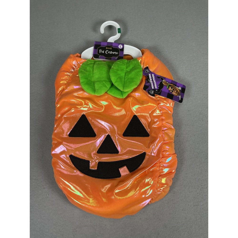 Woof Pet Pumpkin Halloween Dog Costume Large L 17-18" Jack O Lantern NWT